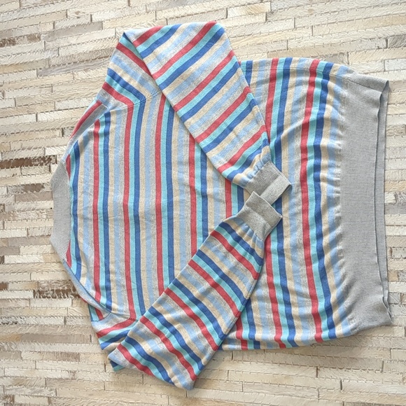 Peter Millar Soft Cotton/Silk/Cashmere 1/4 Zip Striped Sweater - Picture 6 of 7